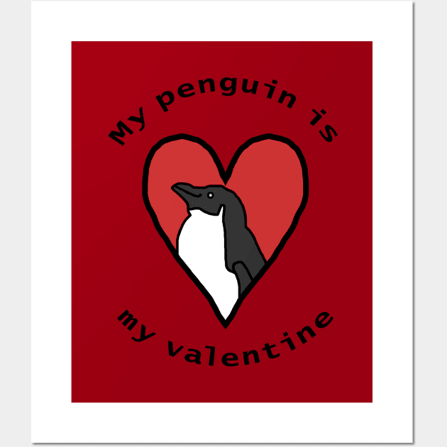 My Penguin is My Valentine Wall Art by ellenhenryart